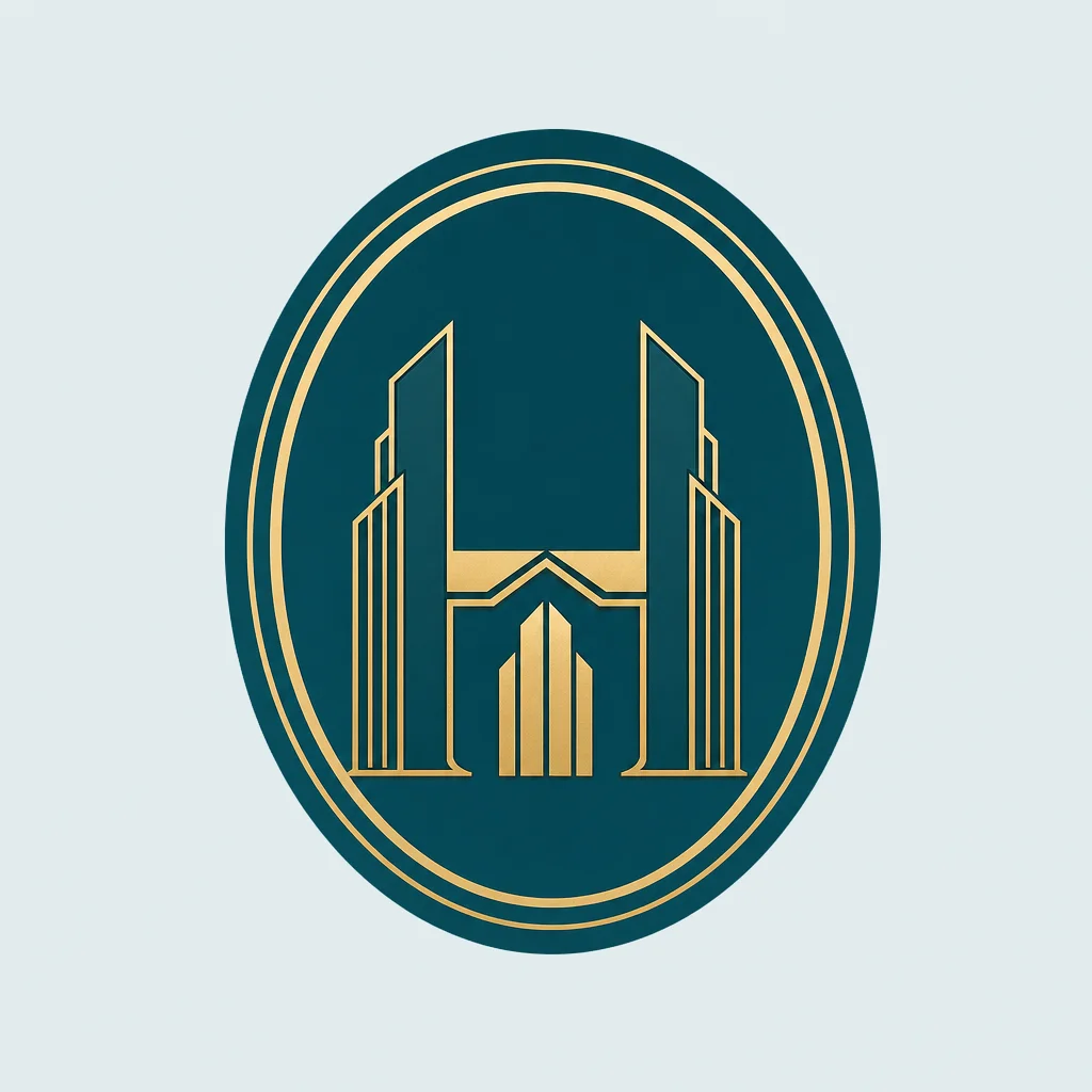 Clean architectural AI logo for a real estate firm